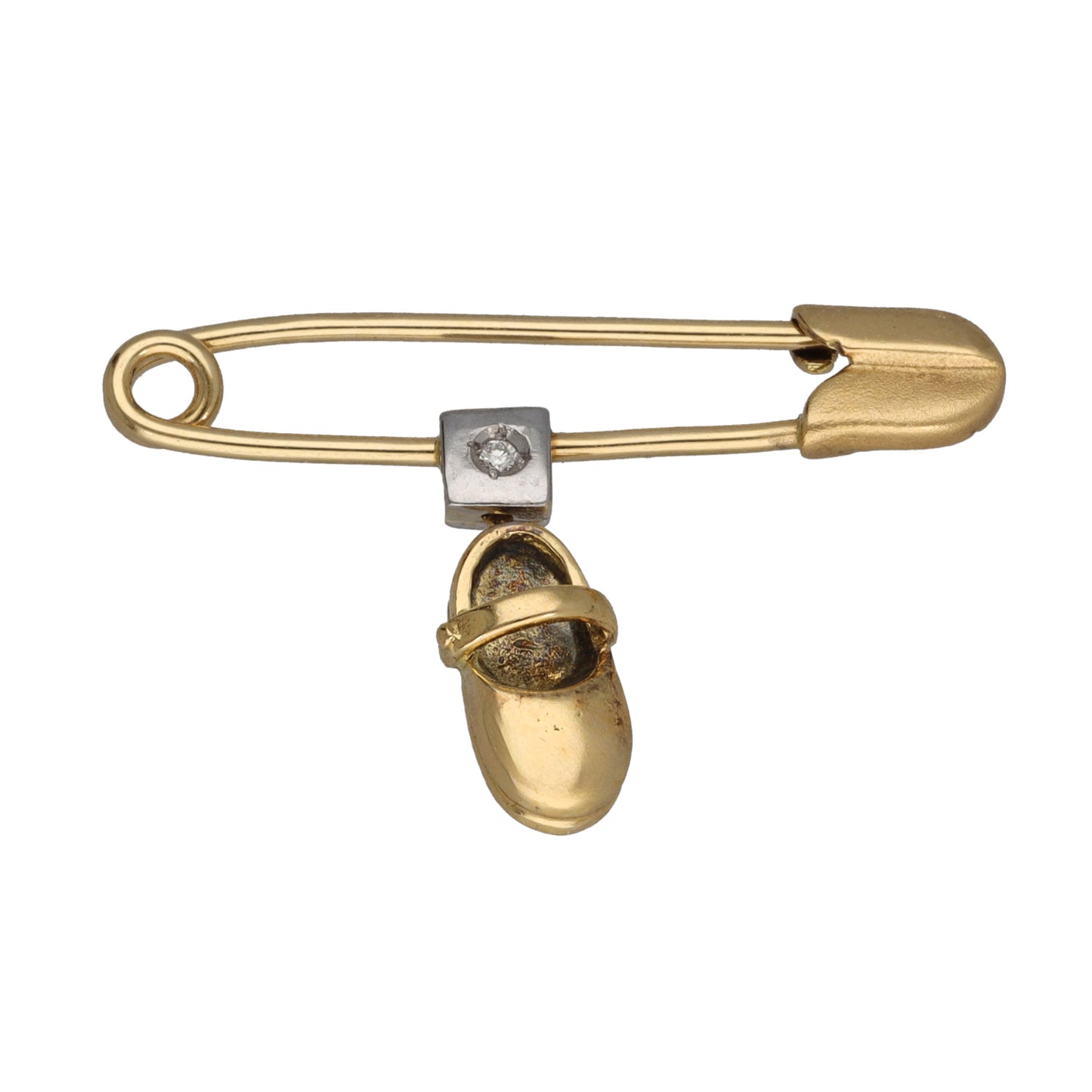 18ct Gold 0.01ct Diamond Bar Brooch