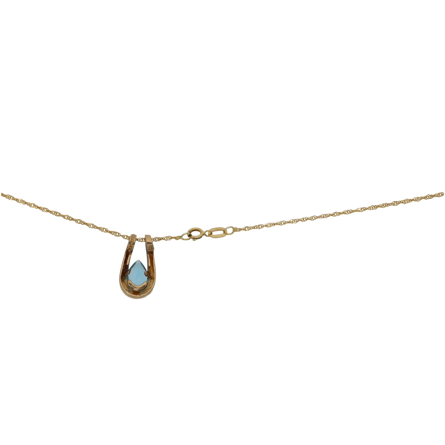 9ct Gold Topaz Single Stone Pendant With Chain