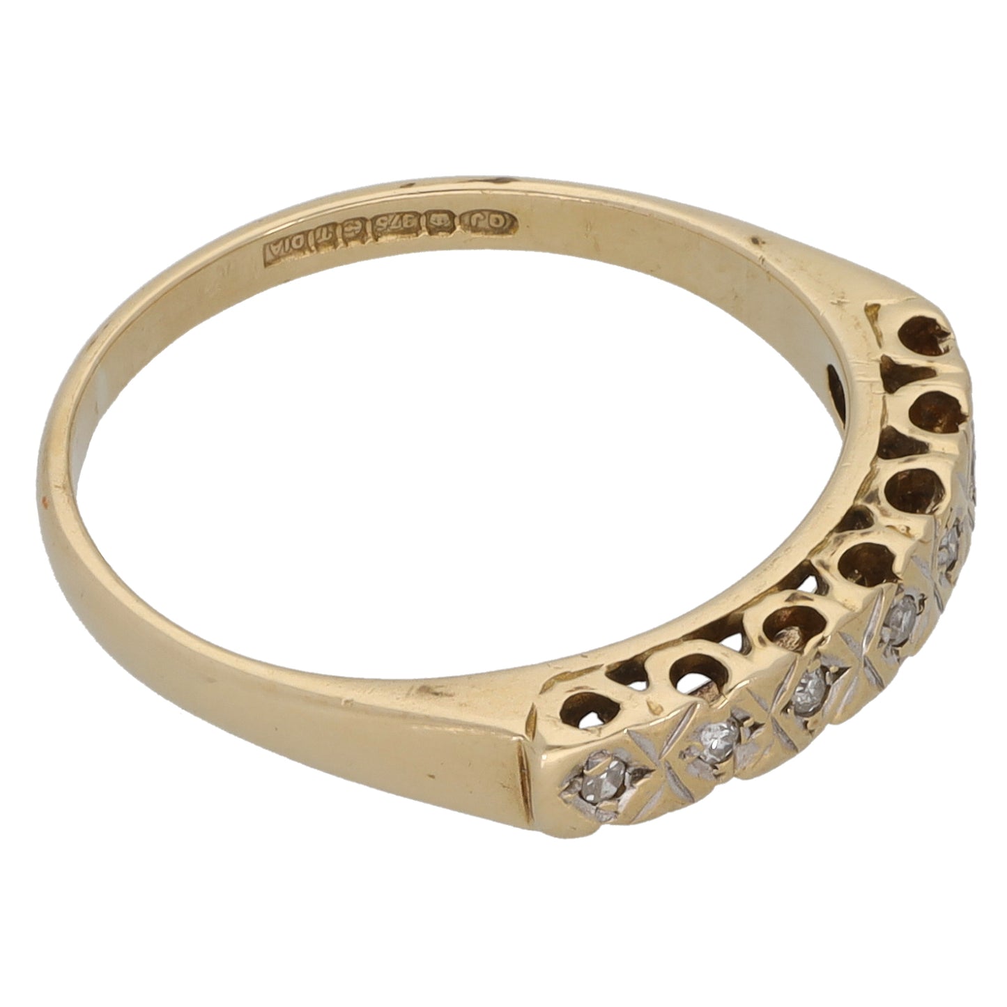 9ct Gold 0.07ct Diamond Half Eternity Ring Size M