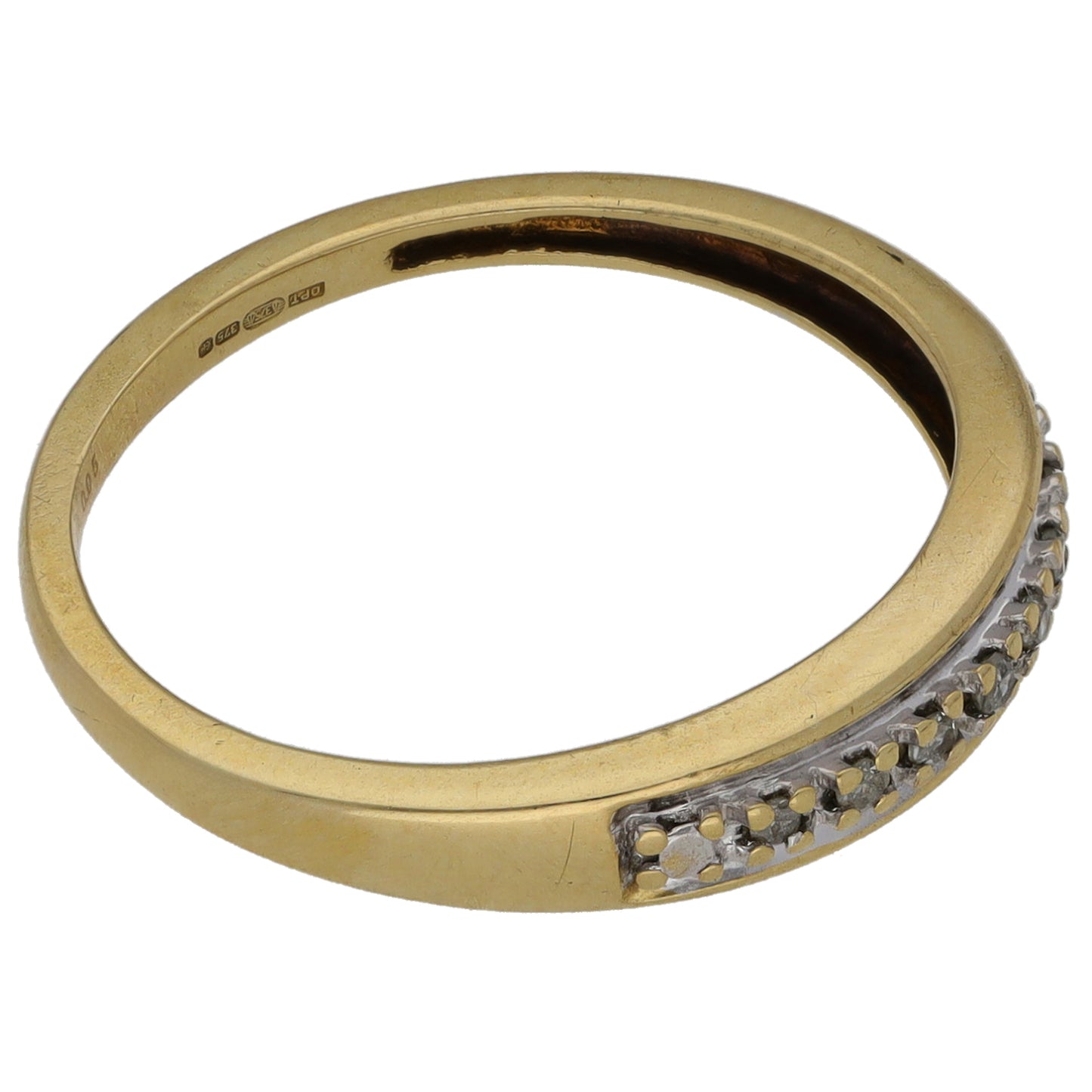 9ct Gold 0.50ct Diamond Half Eternity Ring Size P