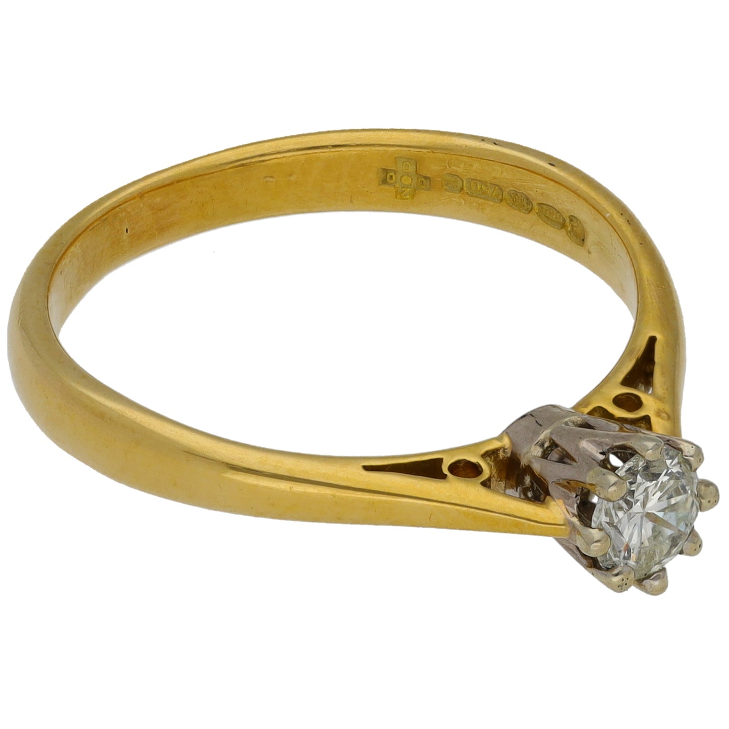 18ct Gold 0.20ct Diamond Solitaire Ring Size P