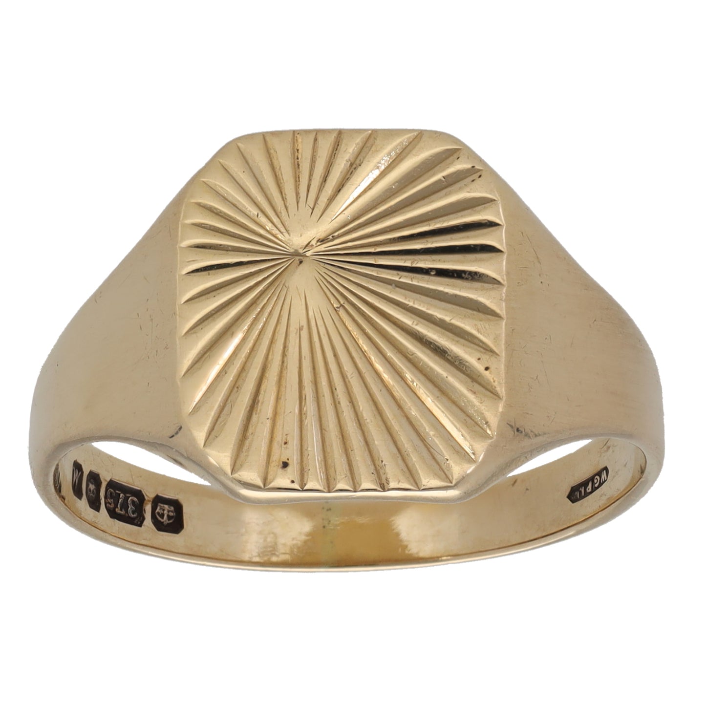 9ct Gold Patterned Signet Ring Size S