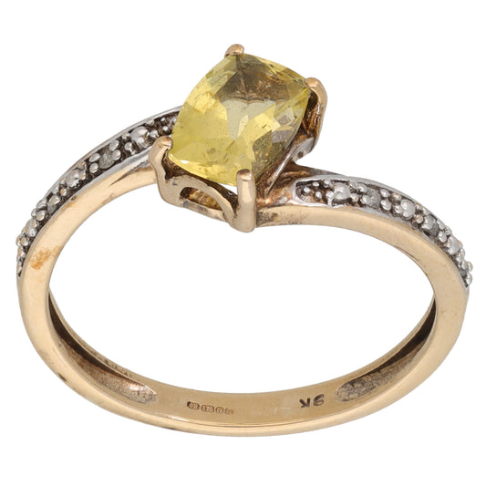 9ct Gold 0.03ct Diamond & Beryl Dress/Cocktail Ring Size N