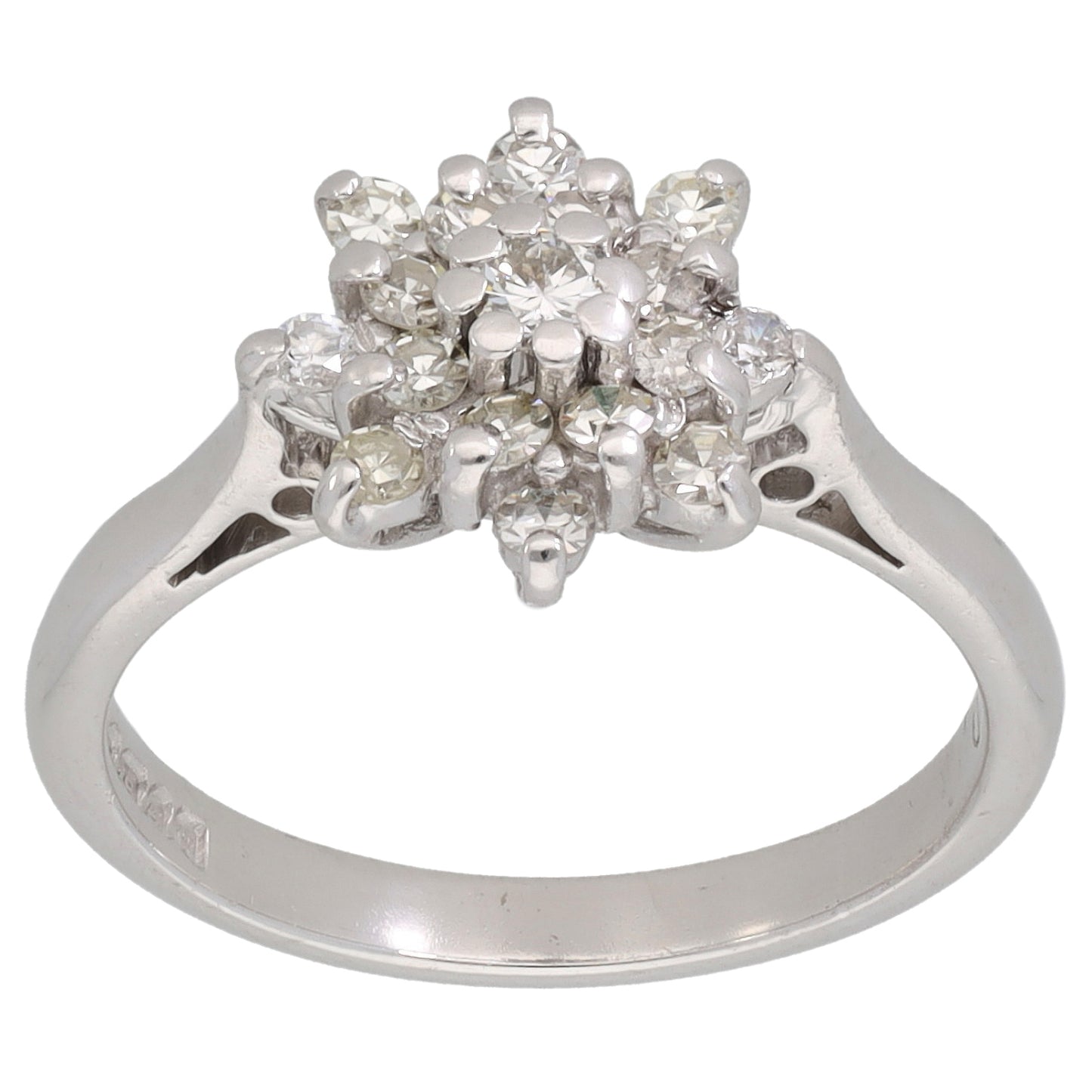 9ct White Gold 0.37ct Diamond Cluster Ring Size K