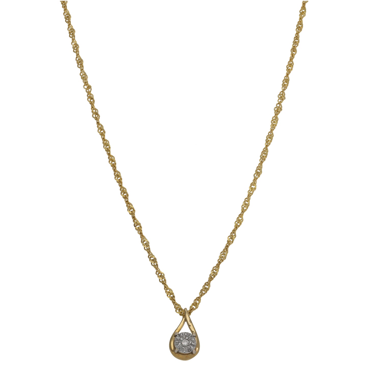 9ct Gold 0.02ct Diamond Fancy Necklace 18"