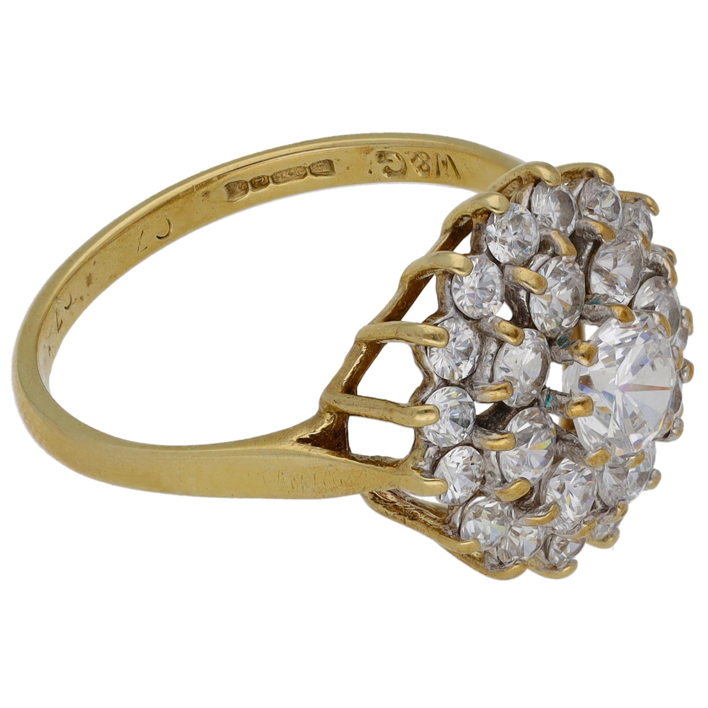 9ct Gold Cubic Zirconia Cluster Ring Size O