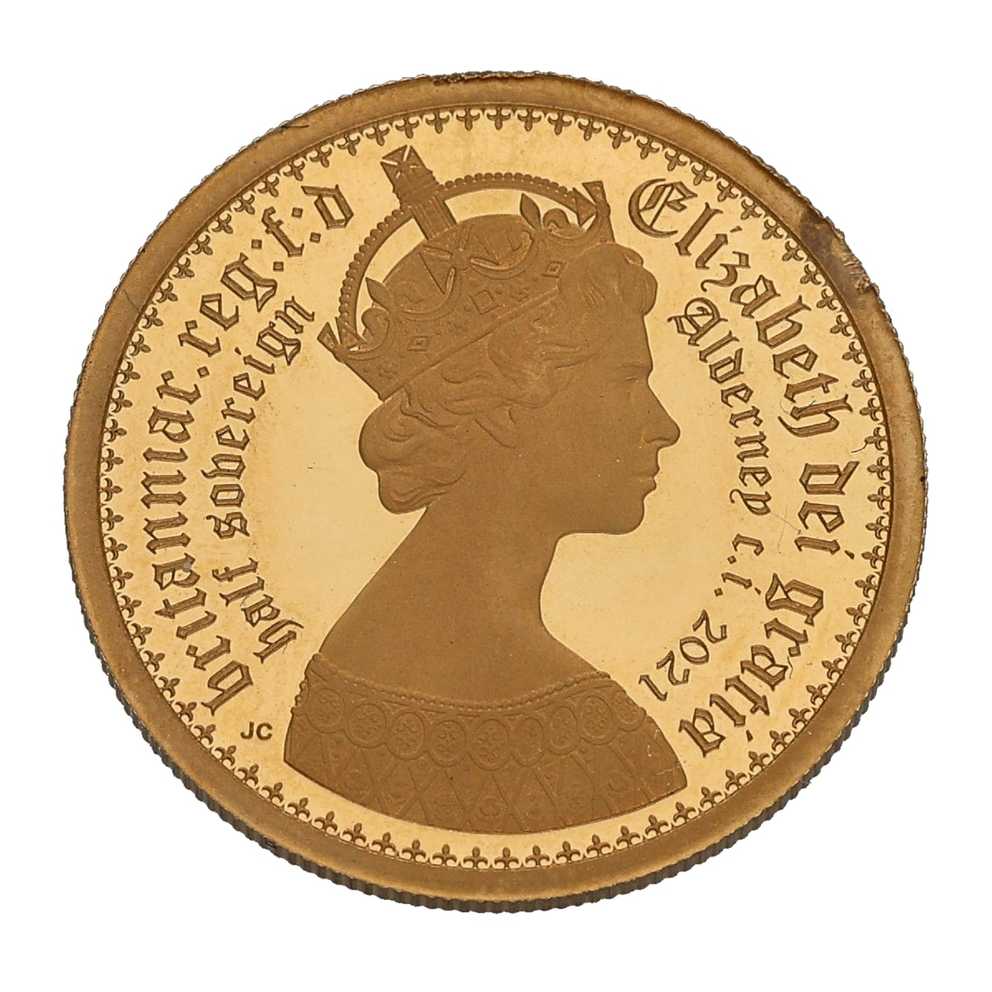22ct Gold Queen Elizabeth II Gothic Half Sovereign Coin 2021