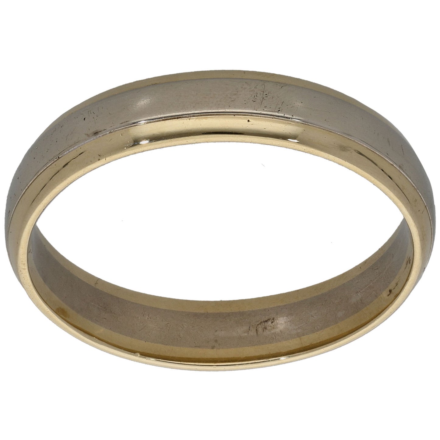 9ct Bi-Colour Gold Patterned Wedding Ring Size W