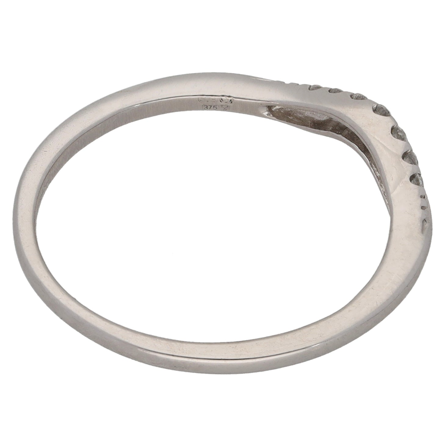 9ct White Gold 0.07ct Diamond Wishbone Ring Size R