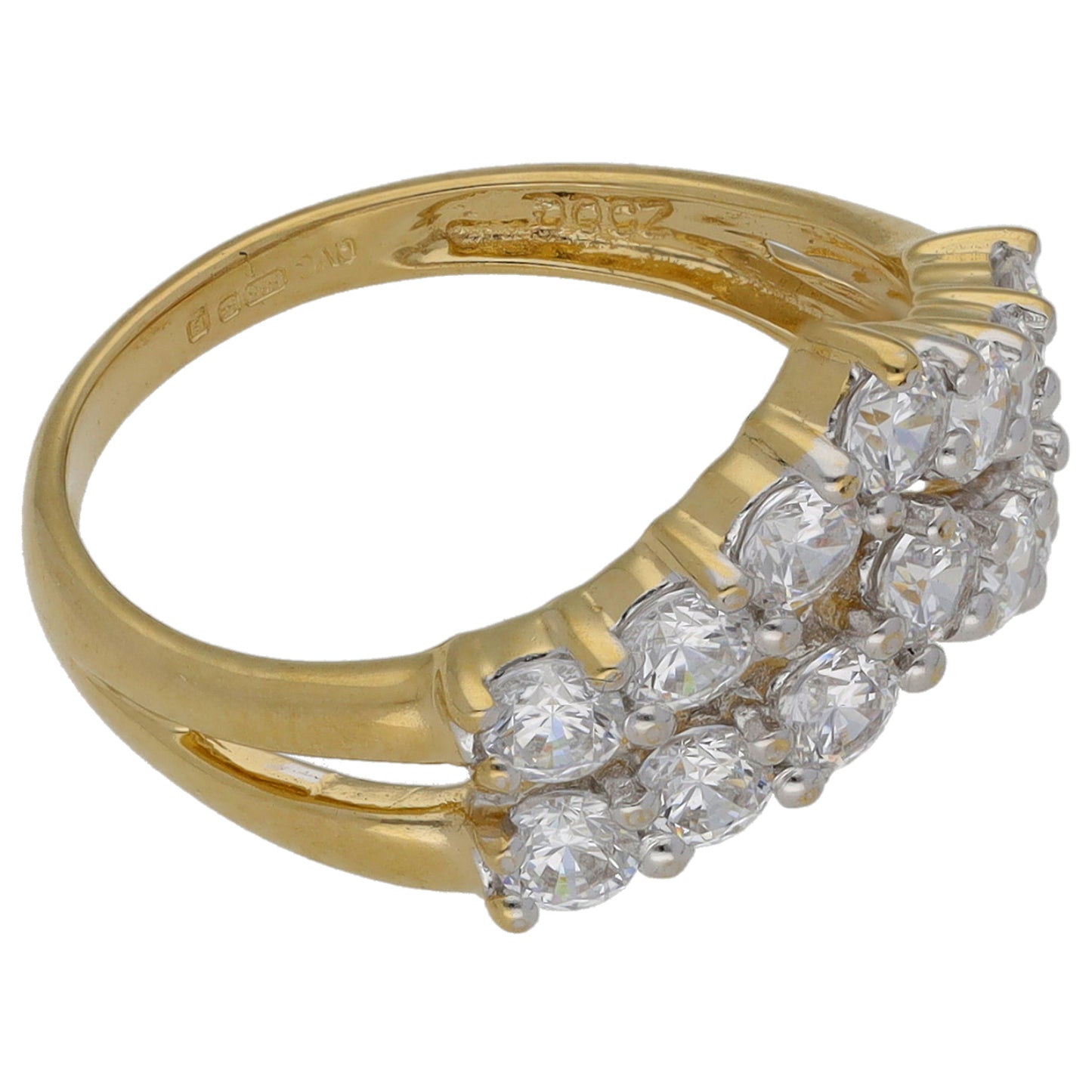 14ct Gold Cubic Zirconia Wishbone Ring Size K