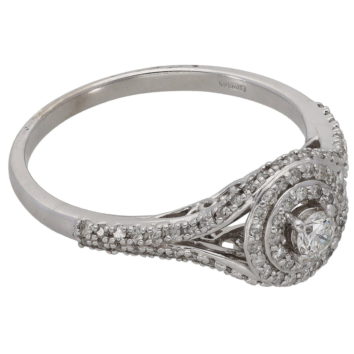 9ct White Gold 0.53ct Diamond Cluster Ring Size Q