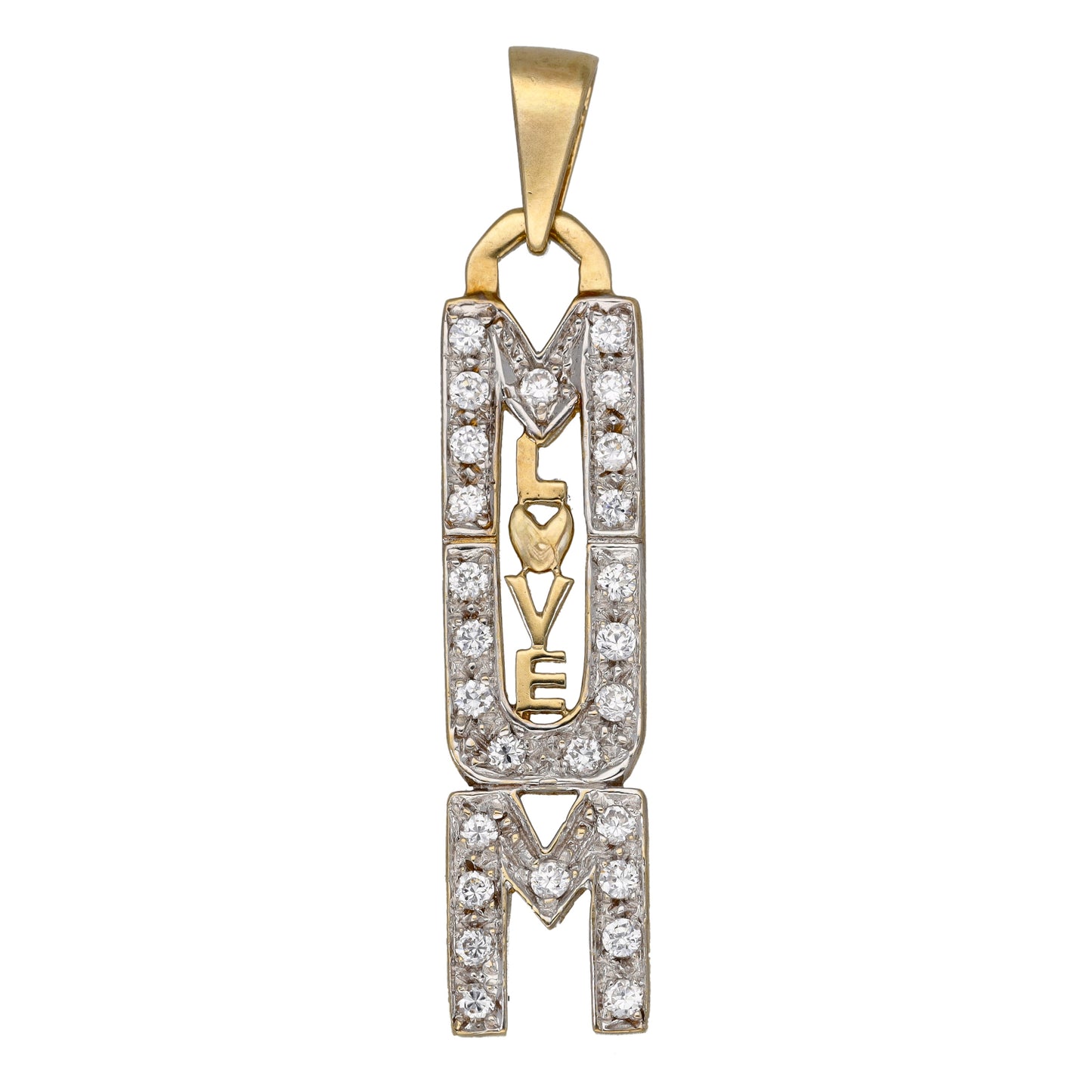 9ct Gold Cubic Zirconia Mum/Mother Pendant