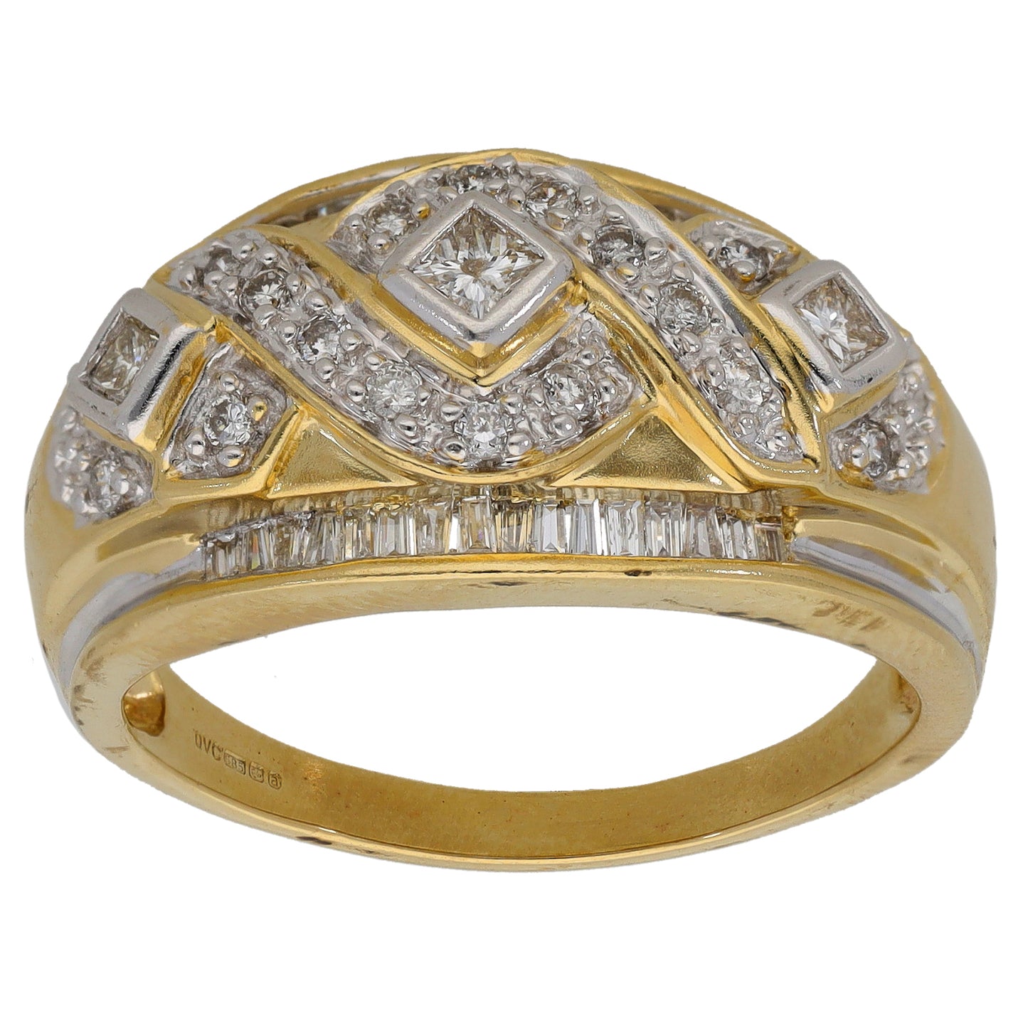 14ct Gold 0.64ct Diamond Dress/Cocktail Ring Size T
