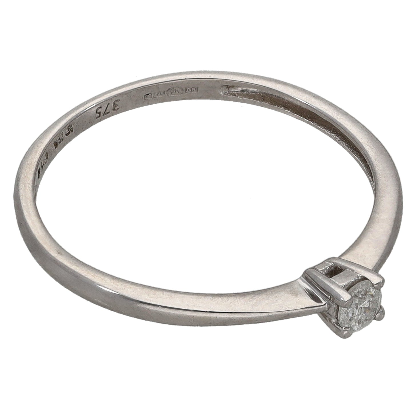 9ct White Gold 0.10ct Diamond Solitaire Ring Size O