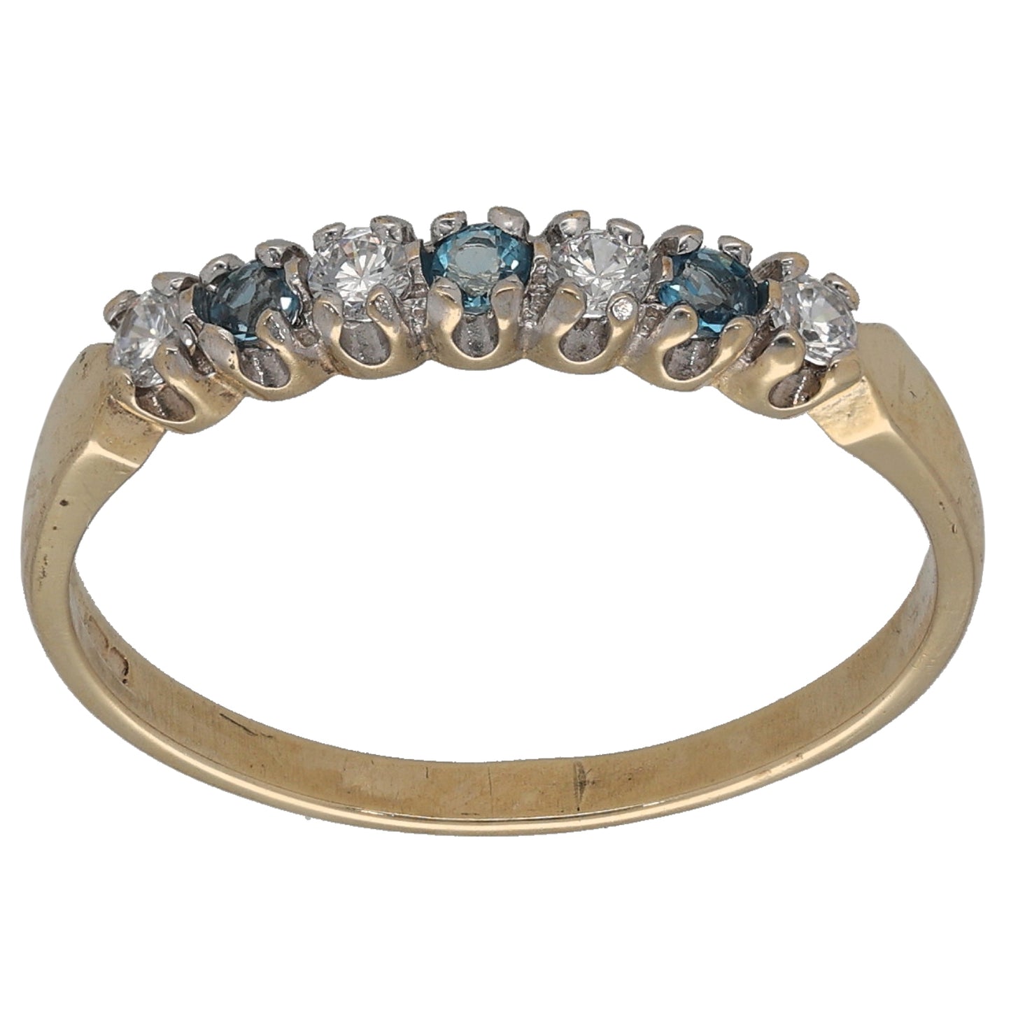 9ct Gold Topaz & Cubic Zirconia Half Eternity Ring Size R