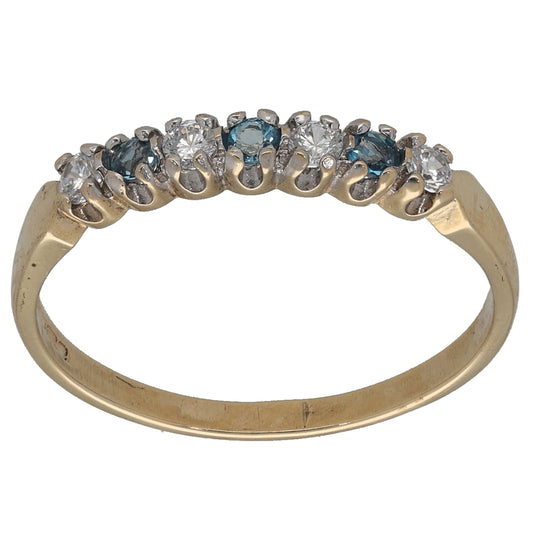 9ct Gold Topaz & Cubic Zirconia Half Eternity Ring Size R