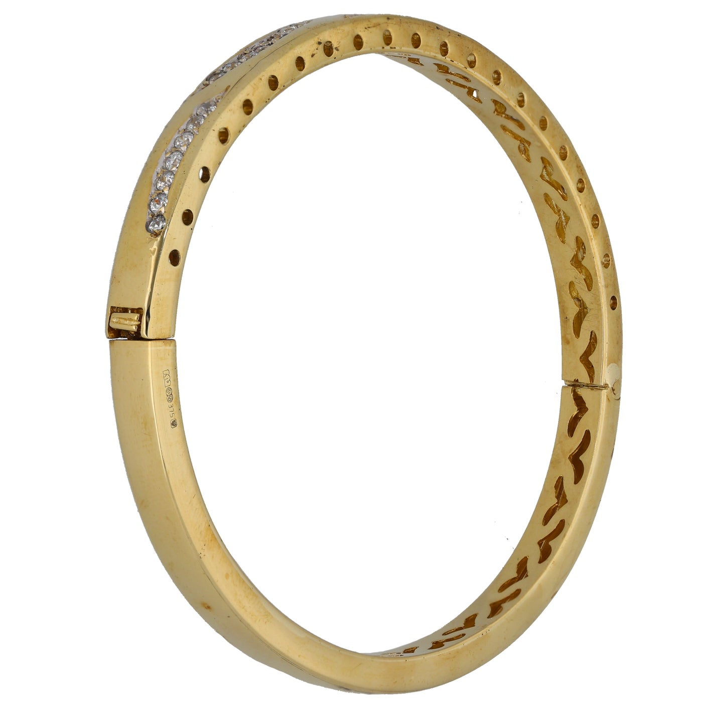 9ct Gold Cubic Zirconia Hinged/Clasp Bangle