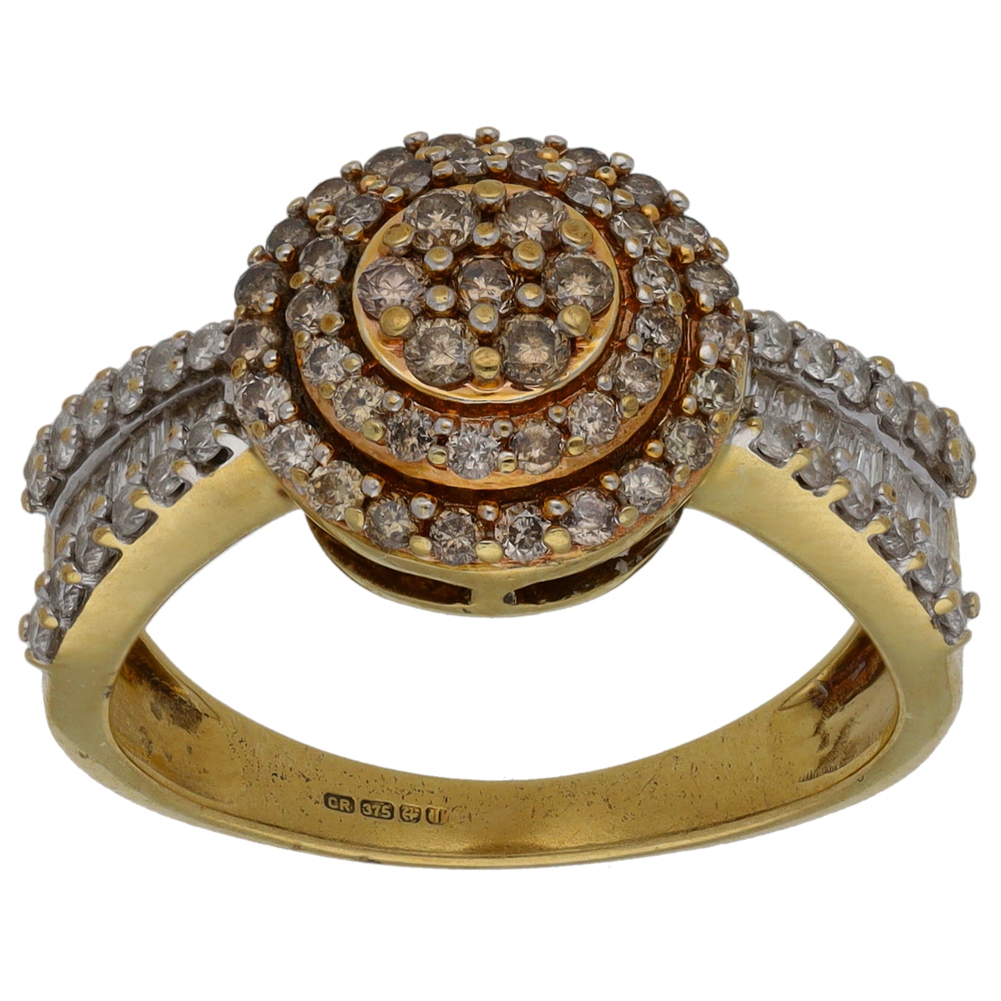 9ct Gold 0.90ct Diamond Cluster Ring Size N