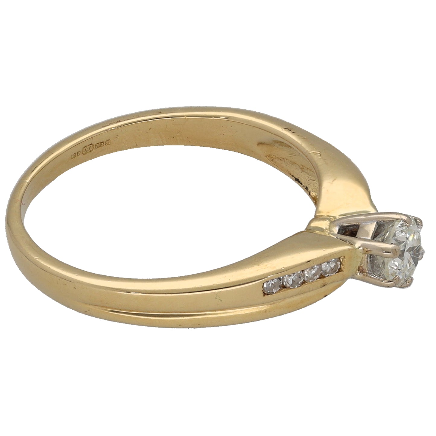 18ct Gold 0.30ct Diamond Solitaire Ring With Accent Stones Size L