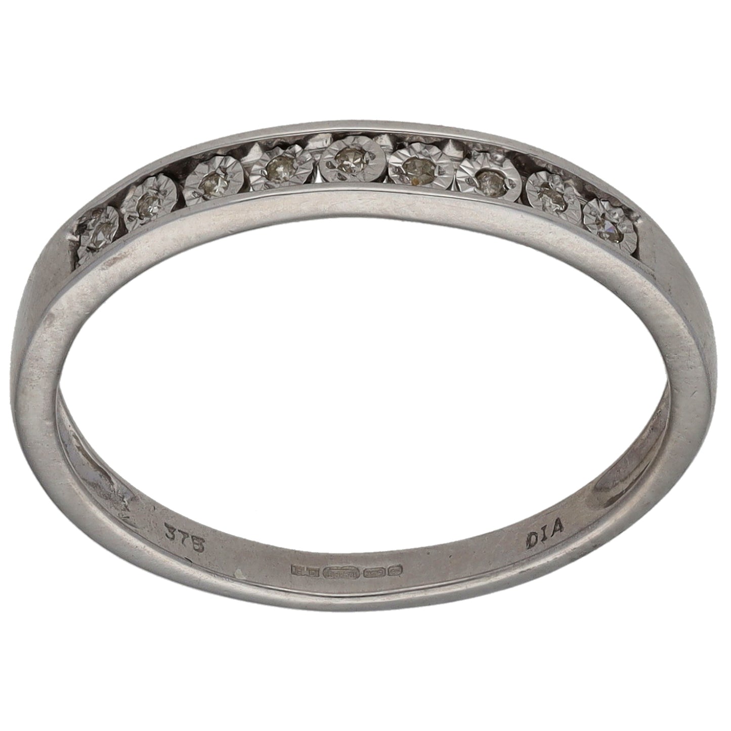 9ct White Gold 0.45ct Diamond Half Eternity Ring Size Q