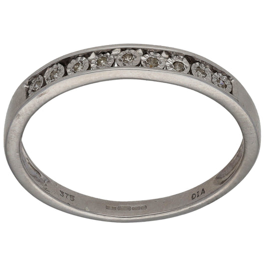 9ct White Gold 0.45ct Diamond Half Eternity Ring Size Q