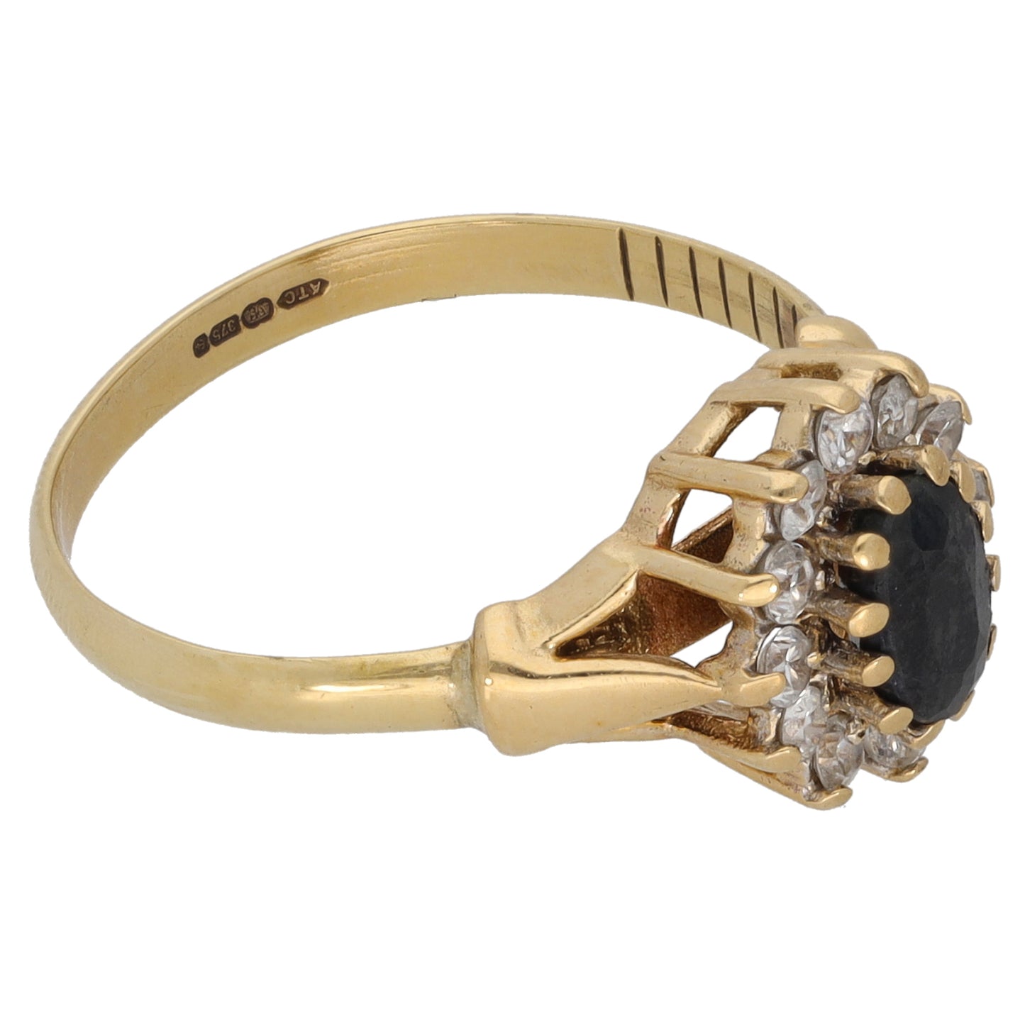 9ct Gold Sapphire & Cubic Zirconia Dress/Cocktail Ring Size O