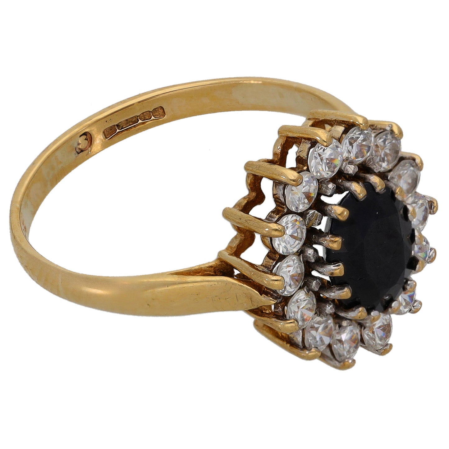 9ct Gold Sapphire & Cubic Zirconia Dress/Cocktail Ring Size Q