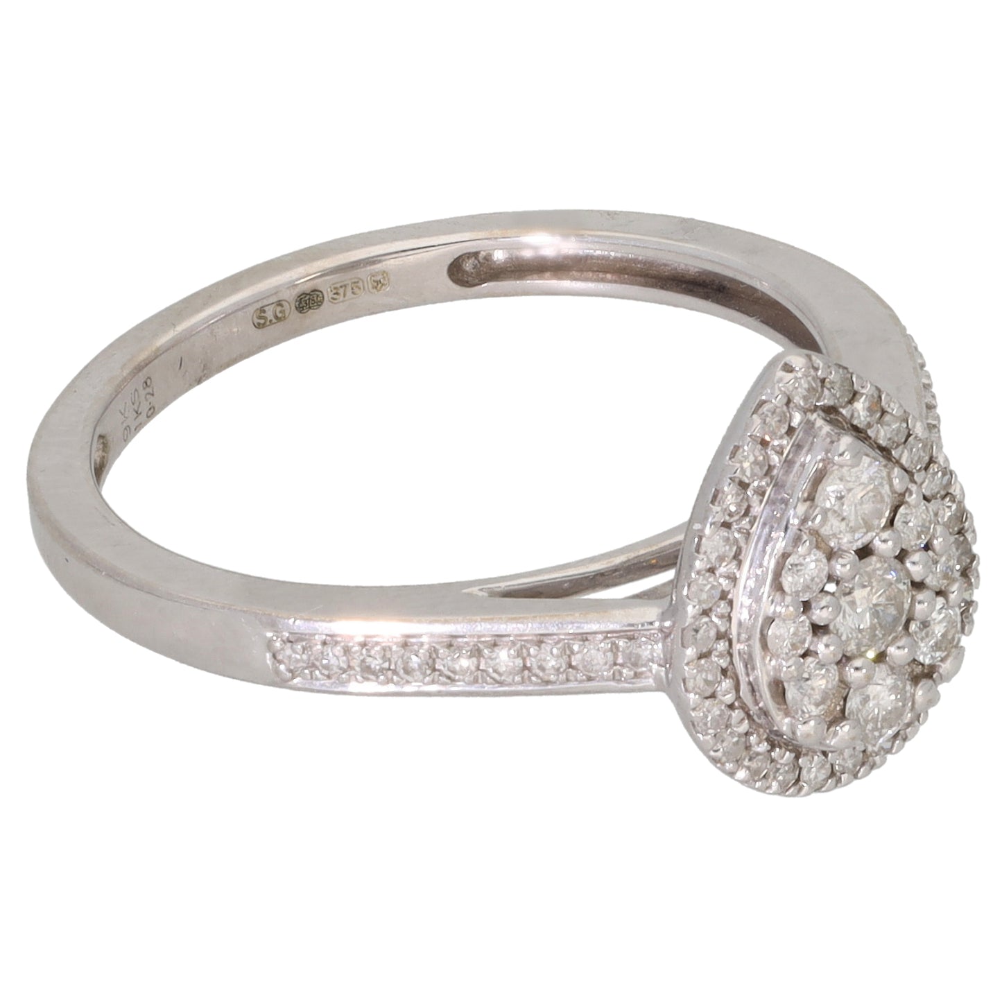 9ct White Gold 0.28ct Diamond Cluster Ring Size M