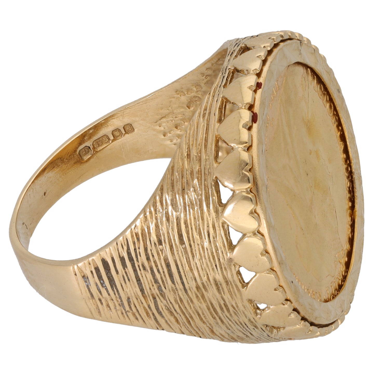 9ct Gold Full Sovereign Coin Ring Size W