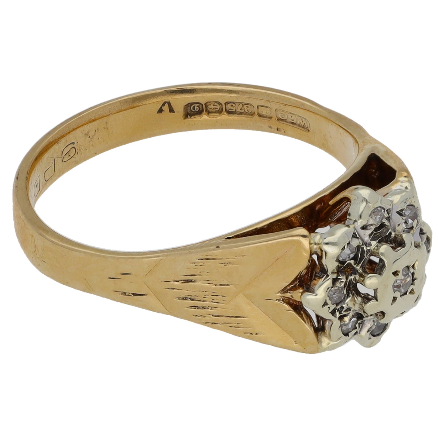 9ct Gold 0.08ct Diamond Cluster Ring Size O