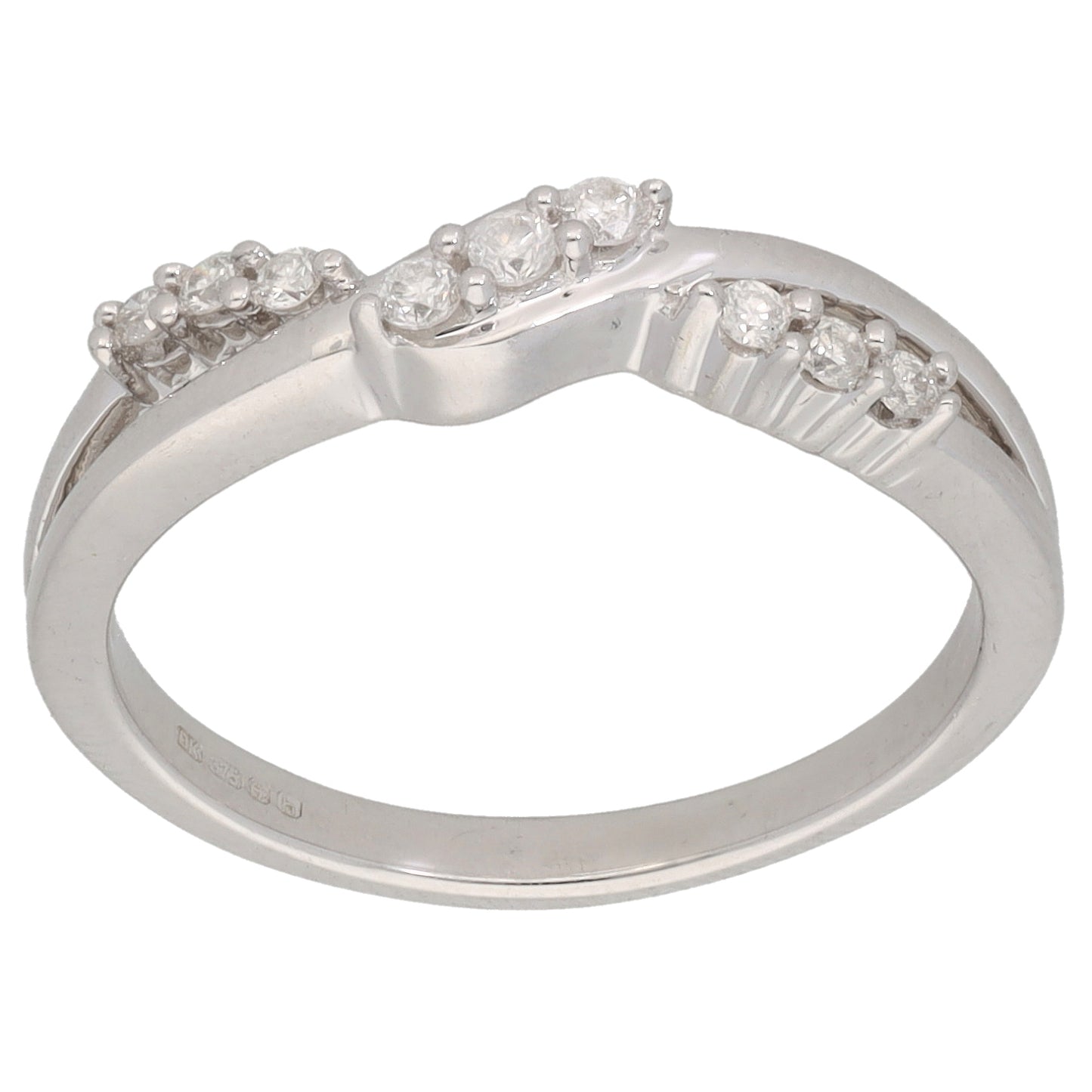 9ct White Gold 0.12ct Diamond Half Eternity Ring Size N