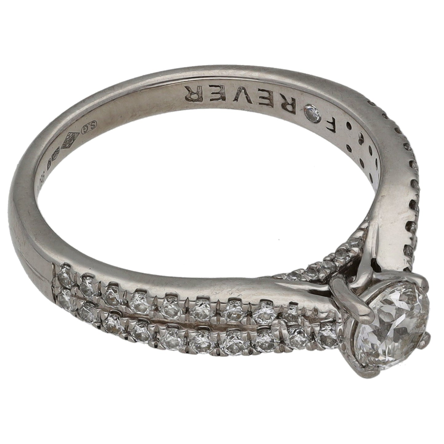 Platinum 0.75ct Diamond Solitaire Ring With Accent Stones Size L