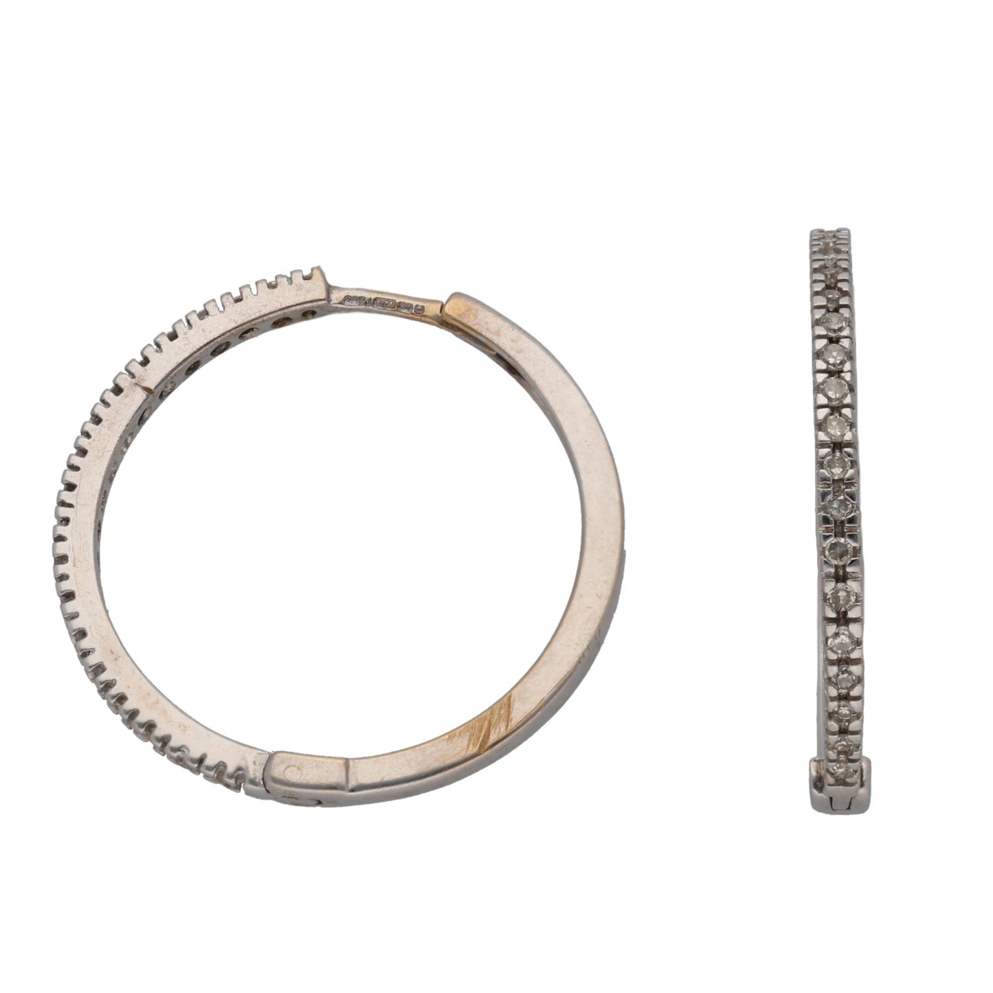 9ct White Gold 0.19ct Diamond Hoop Earrings