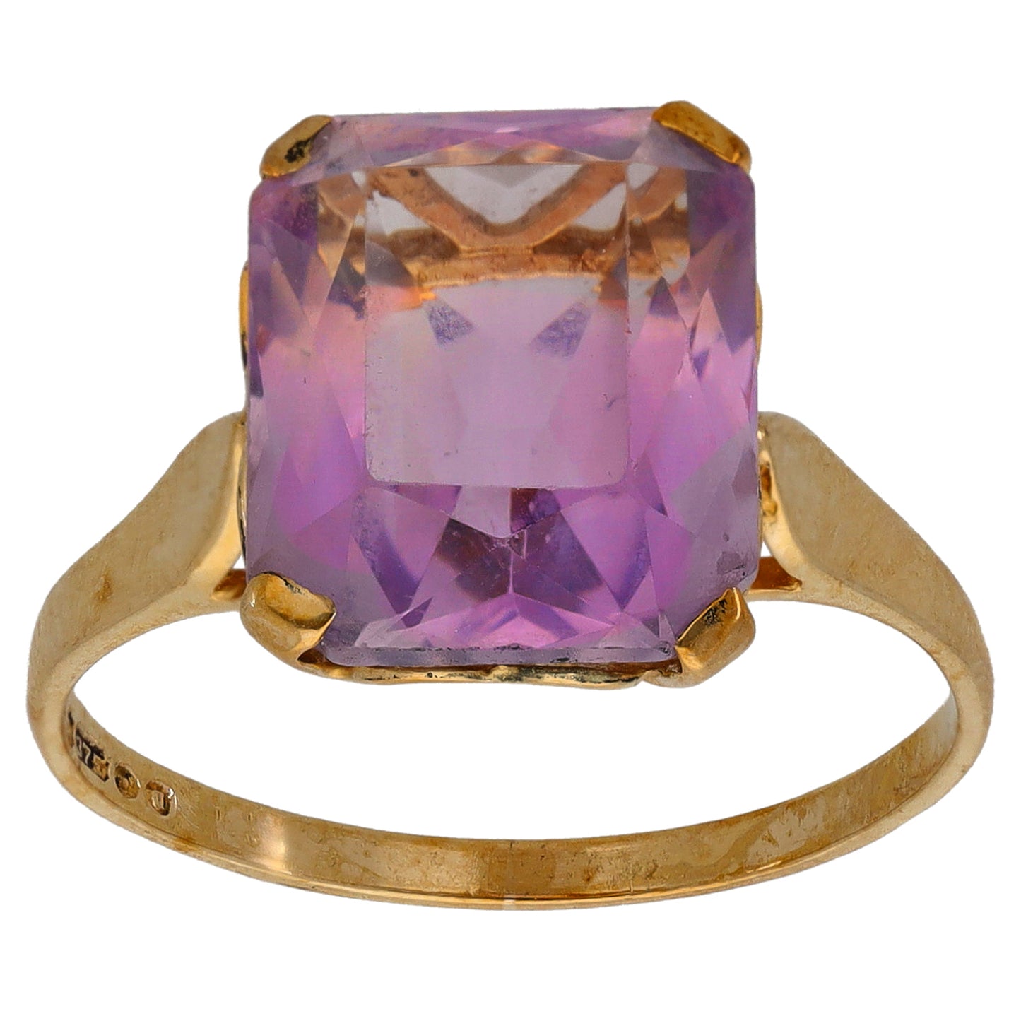 9ct Gold Amethyst Single Stone Ring Size Q