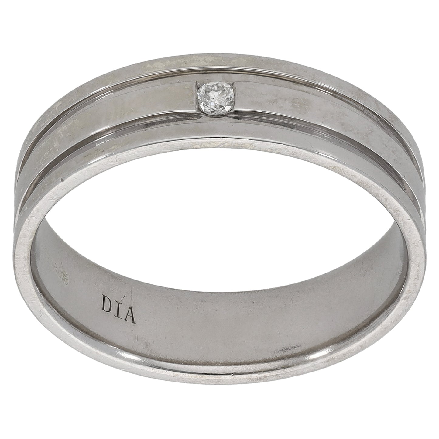 9ct White Gold 0.03ct Diamond Patterned Wedding Ring Size V