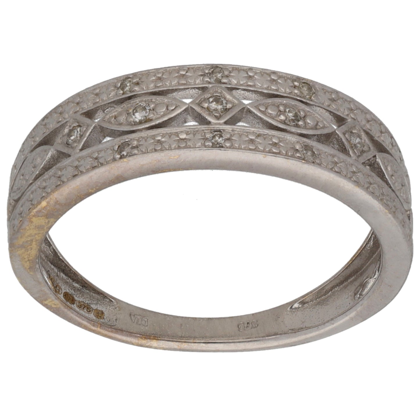 9ct White Gold 0.08ct Diamond Half Eternity Ring Size L