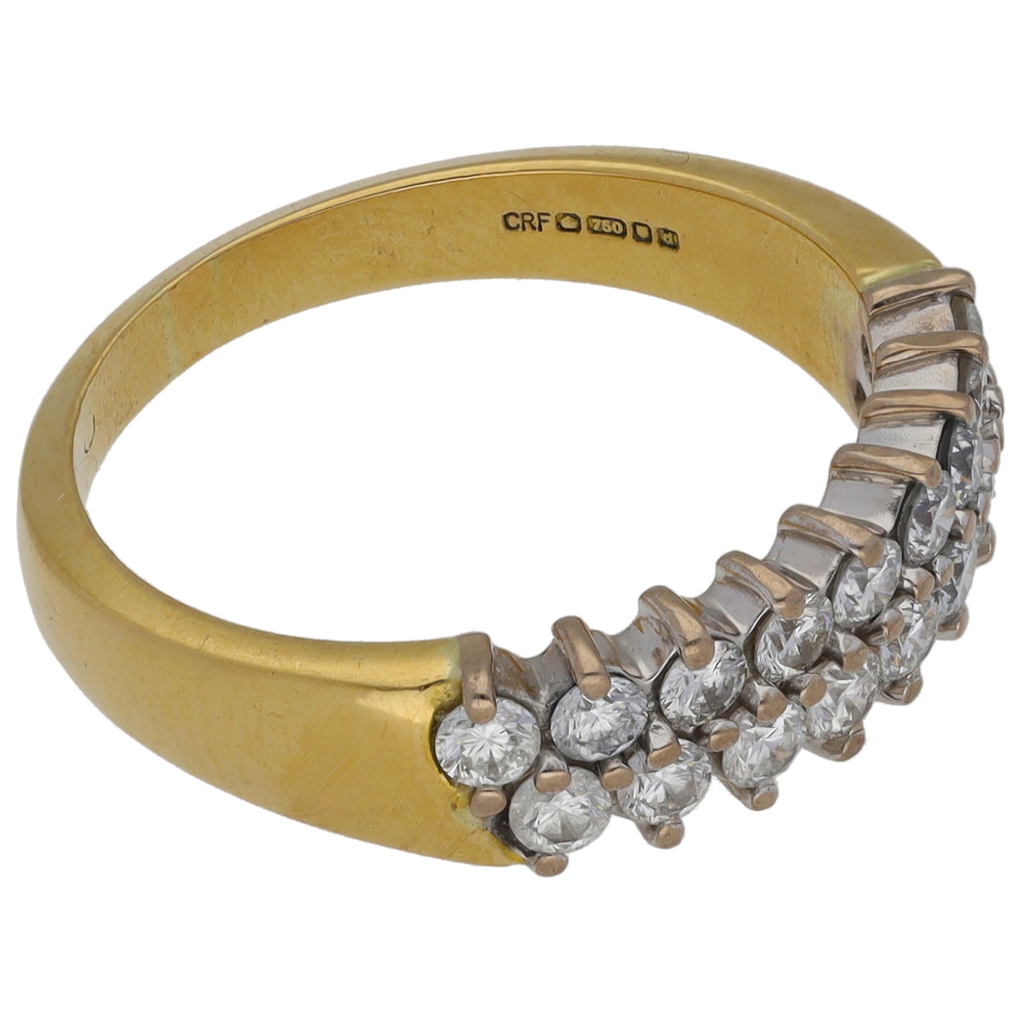 18ct Gold 0.72ct Diamond Half Eternity Ring Size M