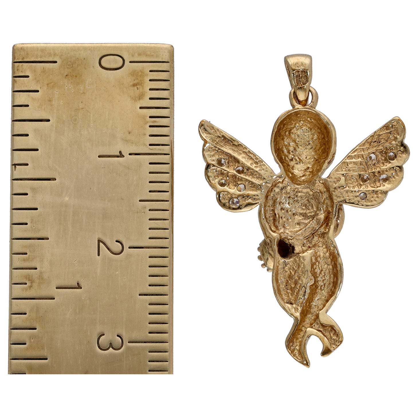 9ct Gold Imitation Gems Cherub Pendant