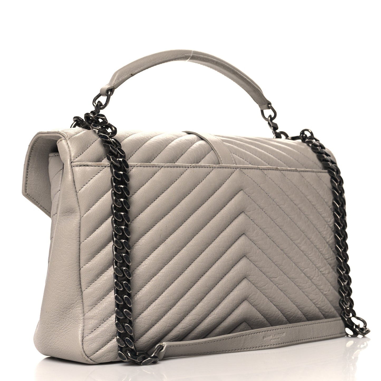 Yves Saint Laurent Matelasse Monogram College Leather Bag - Grey