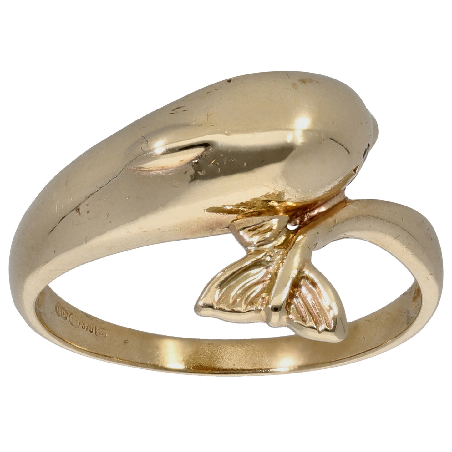9ct Gold Cubic Zirconia Dolphin Ring Size O
