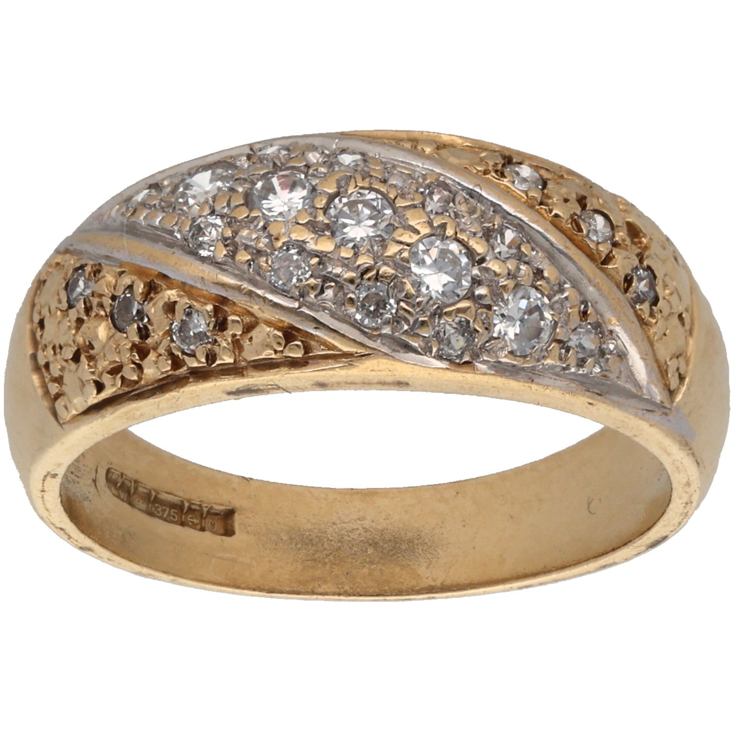 9ct Gold Cubic Zirconia Alternative Ring Size M