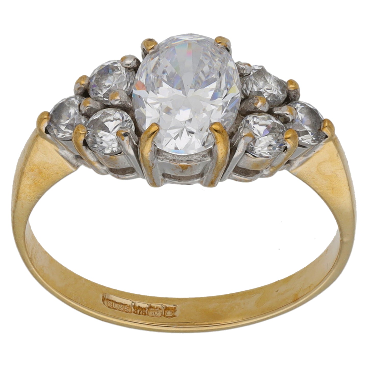 9ct Gold Cubic Zirconia Dress/Cocktail Ring Size M