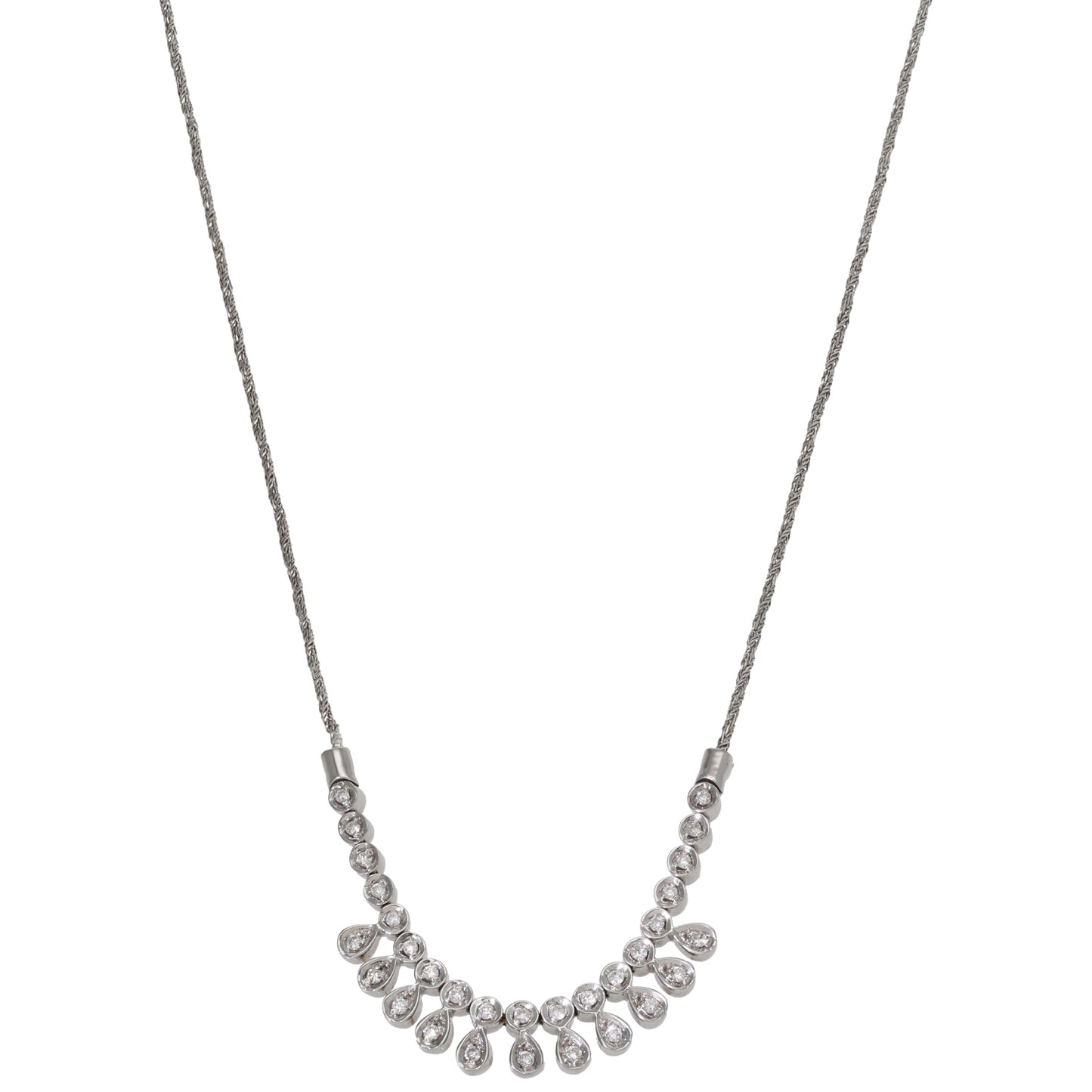 18ct White Gold 0.30ct Diamond Fancy Necklace 14"