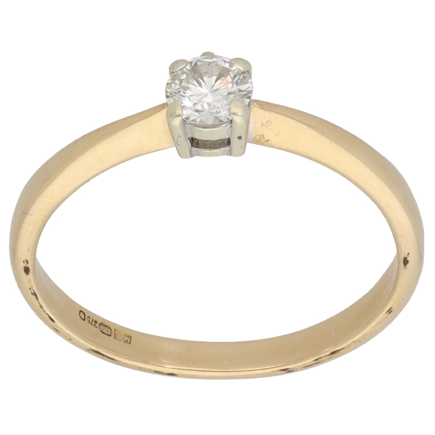 9ct Gold 0.25ct Diamond Solitaire Ring Size O