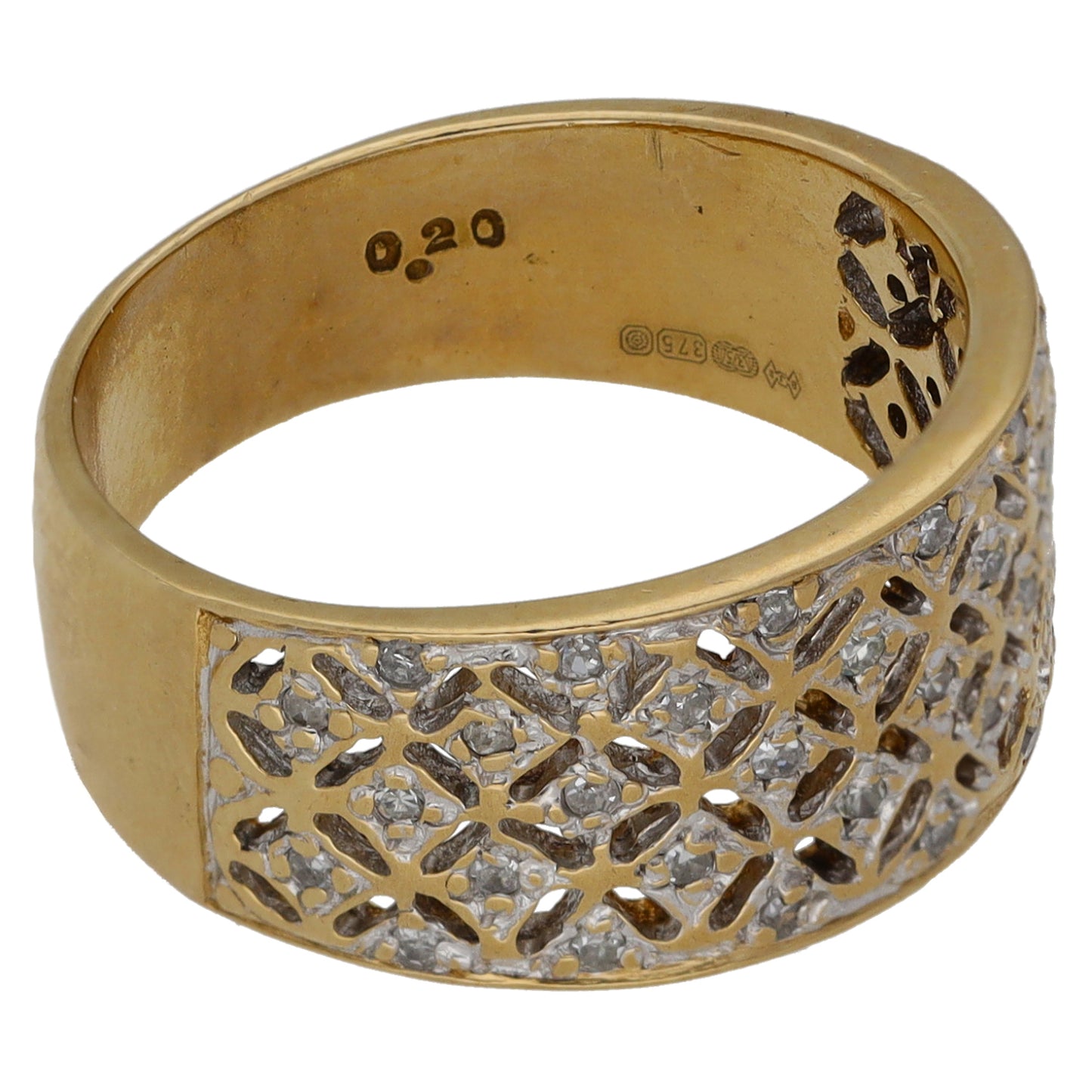 9ct Gold 0.20ct Diamond Dress/Cocktail Ring Size O
