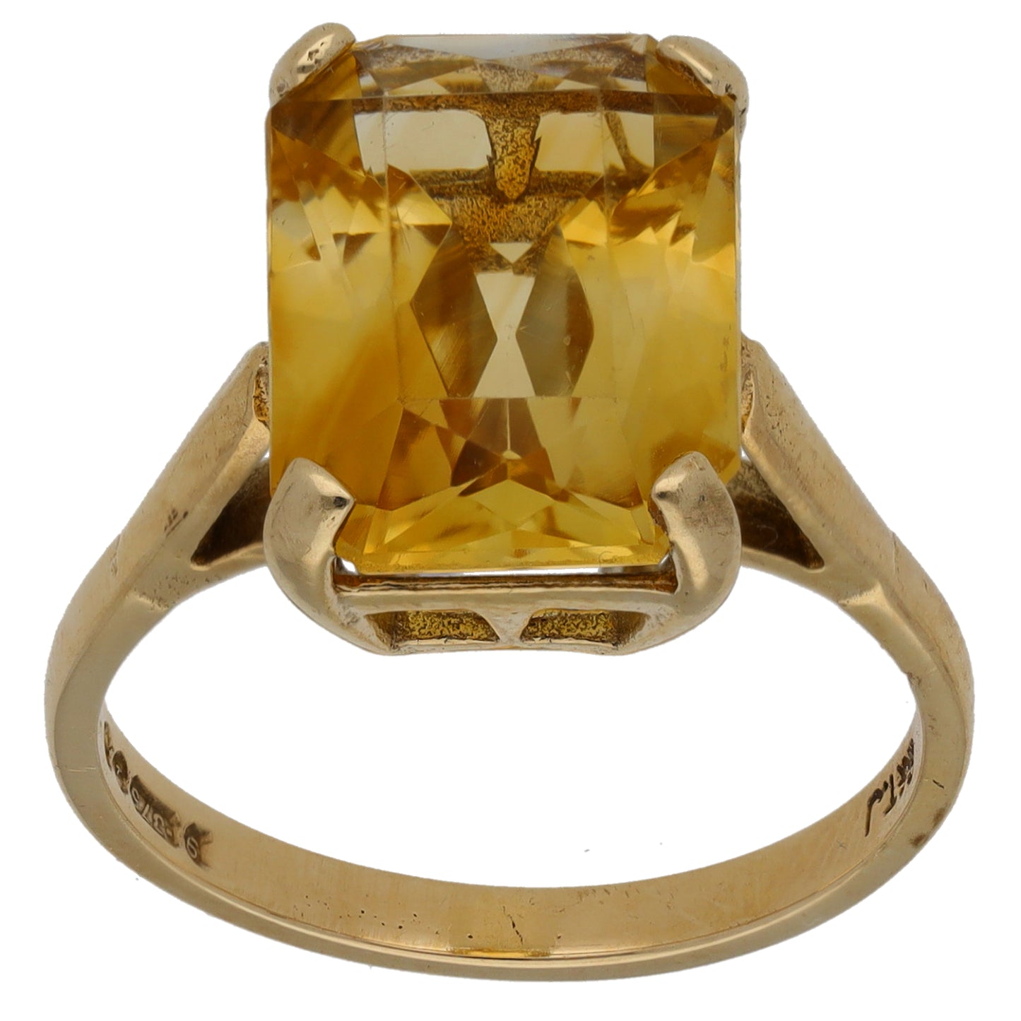 9ct Gold Citrine Single Stone Ring Size O