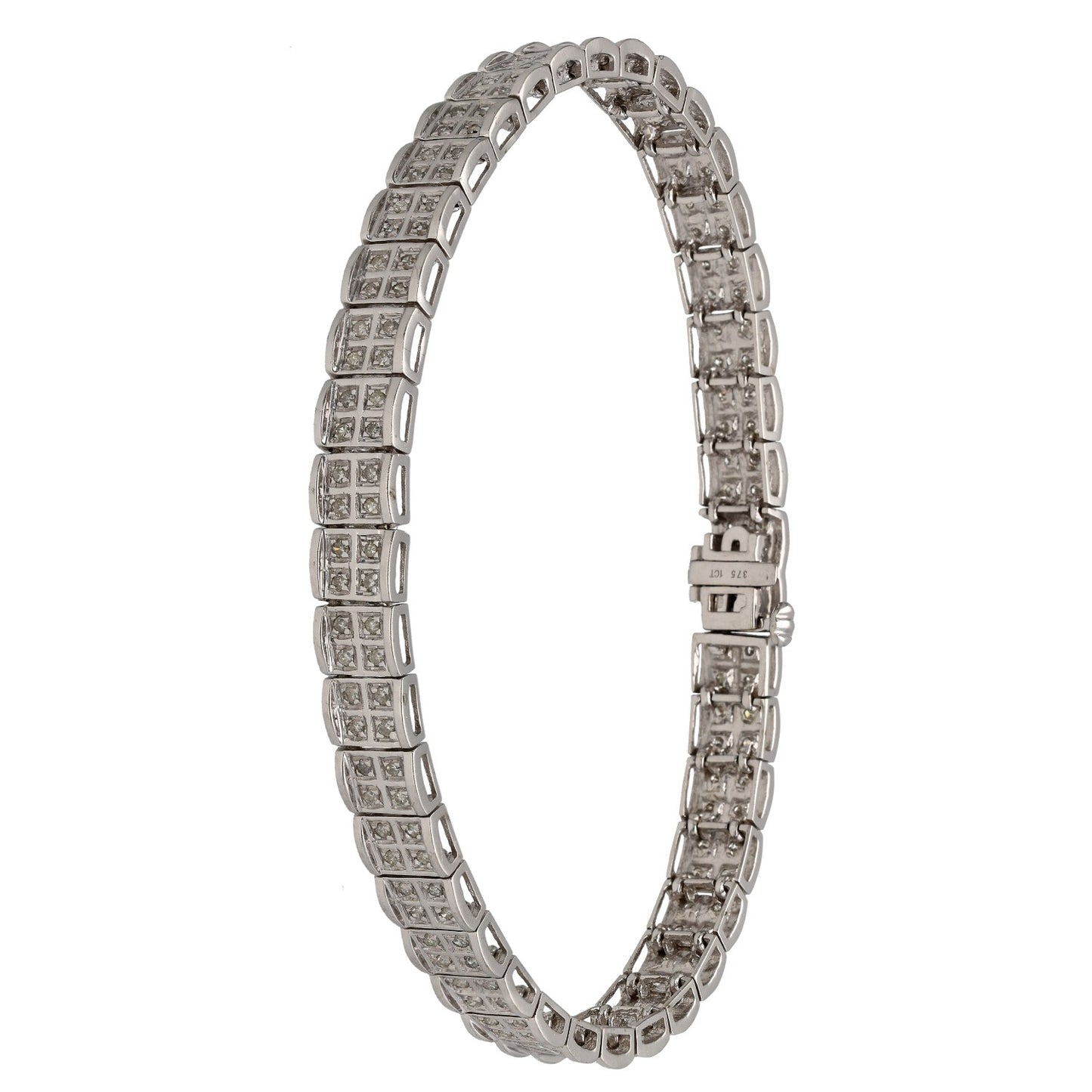 9ct White Gold 0.80ct Diamond Fancy Stone Set Bracelet