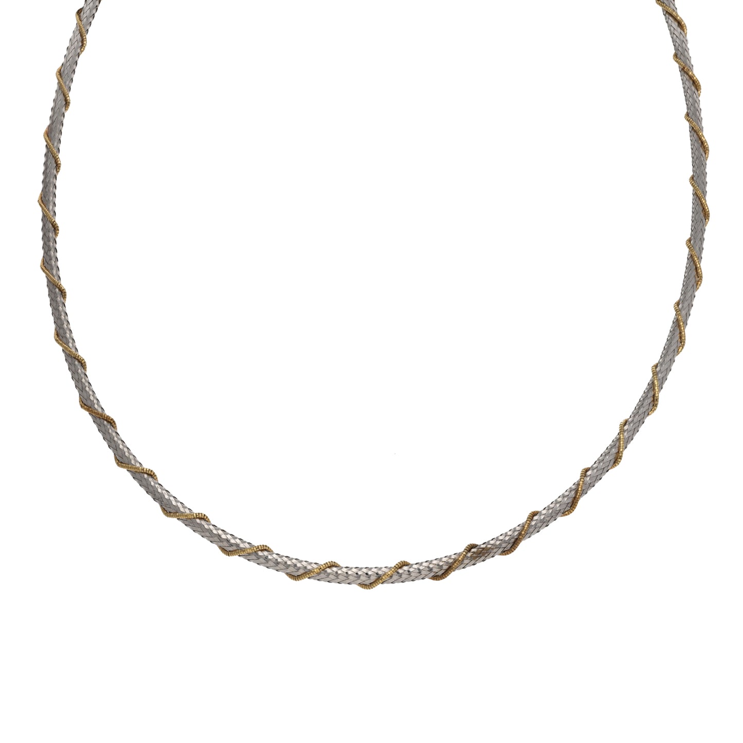 18ct Bi-Colour Gold Fancy Necklace 16"