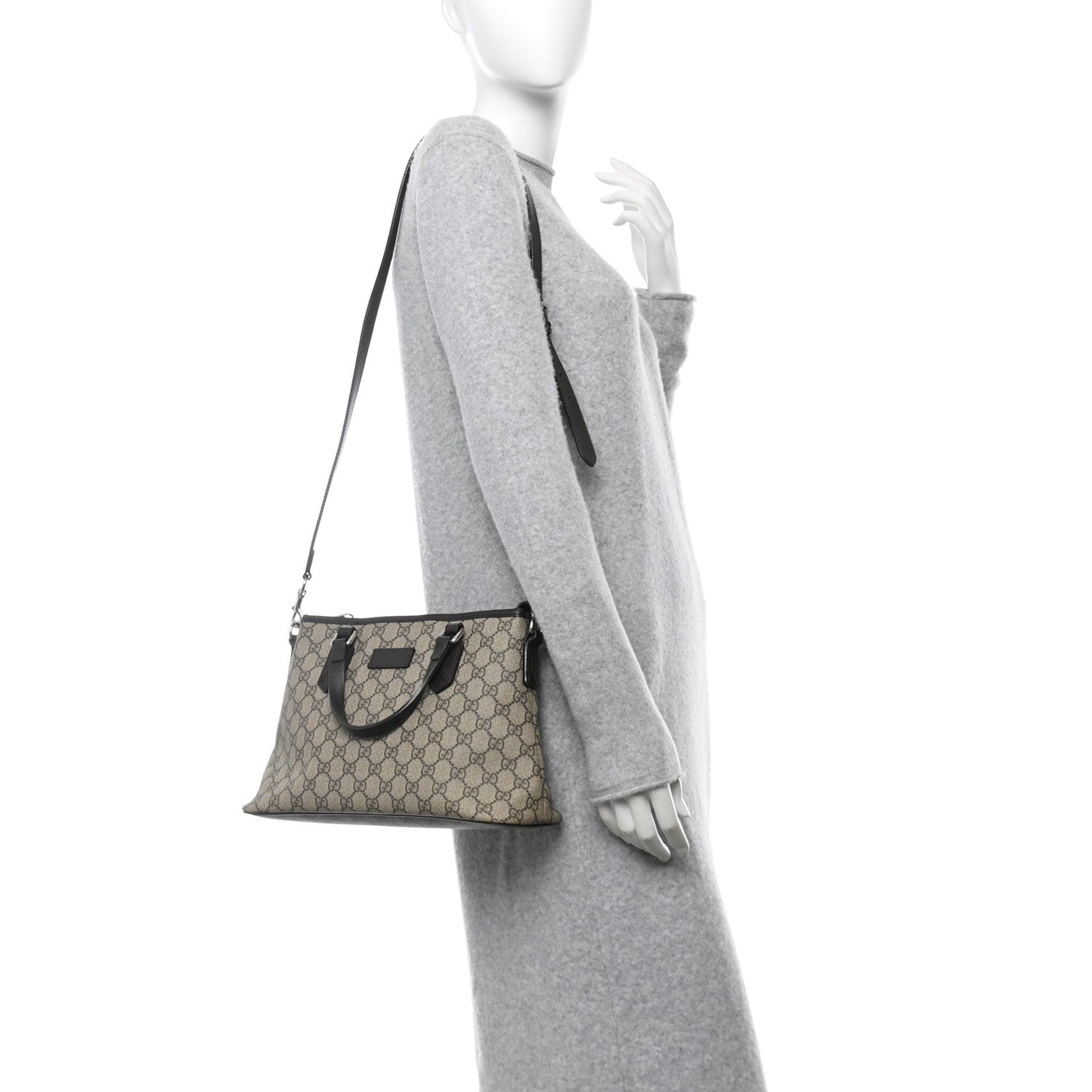 Gucci Small Tote GG Supreme Coated Canvas Bag - Beige & Brown