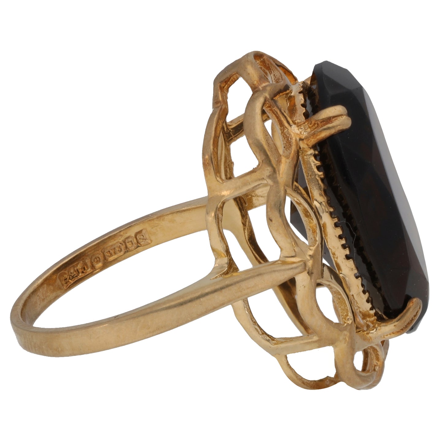 9ct Gold Smoky Quartz Single Stone Ring Size K